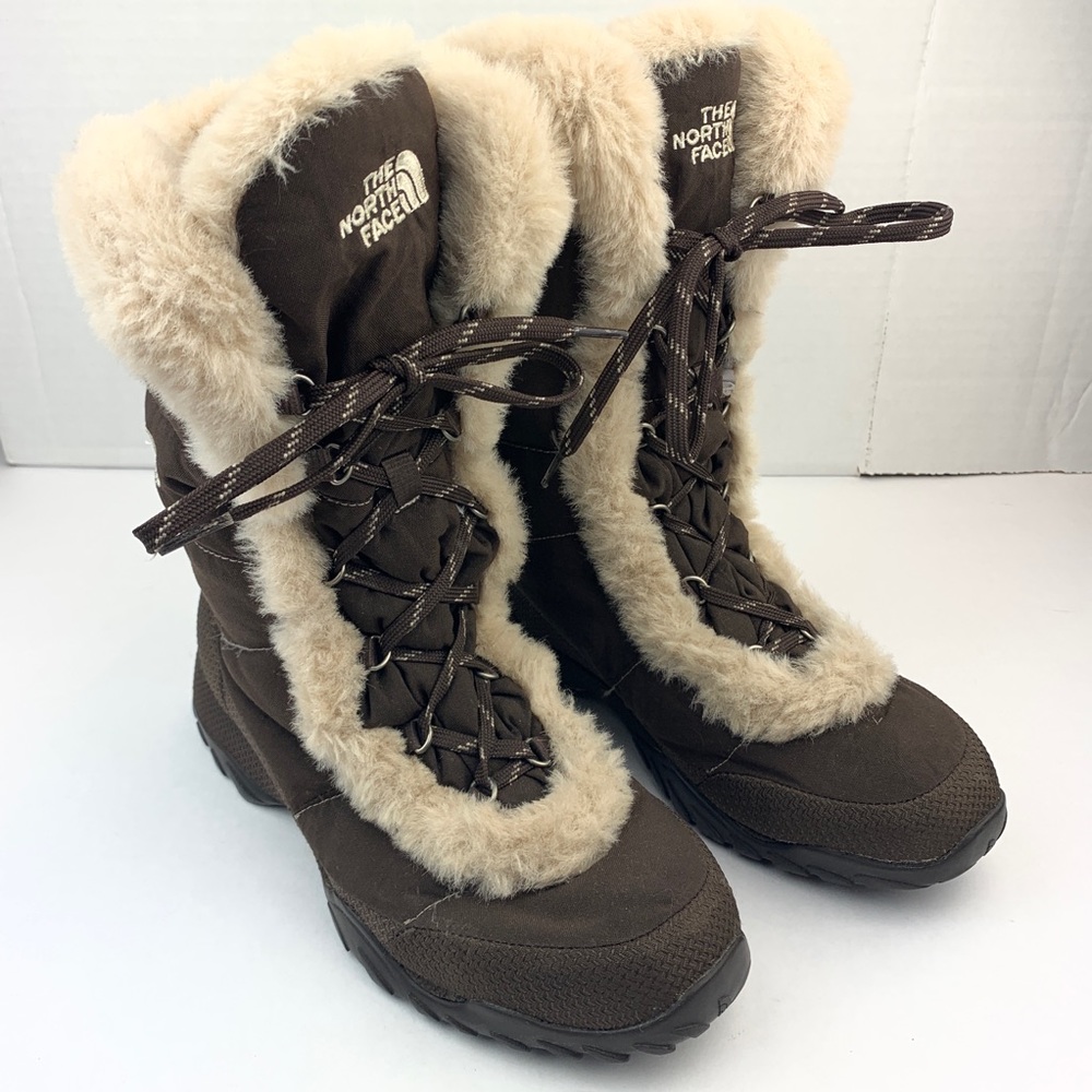 THE NORTH FACE Nuptse Fur Goose Down Women Boots 9